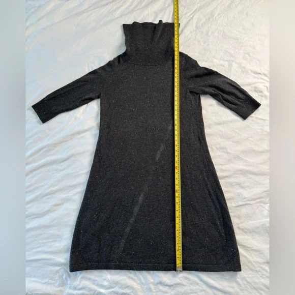 Talbots 1X Charcoal Speckled Knit Turtleneck Sweater Dress Stretch - Picture 8 of 12